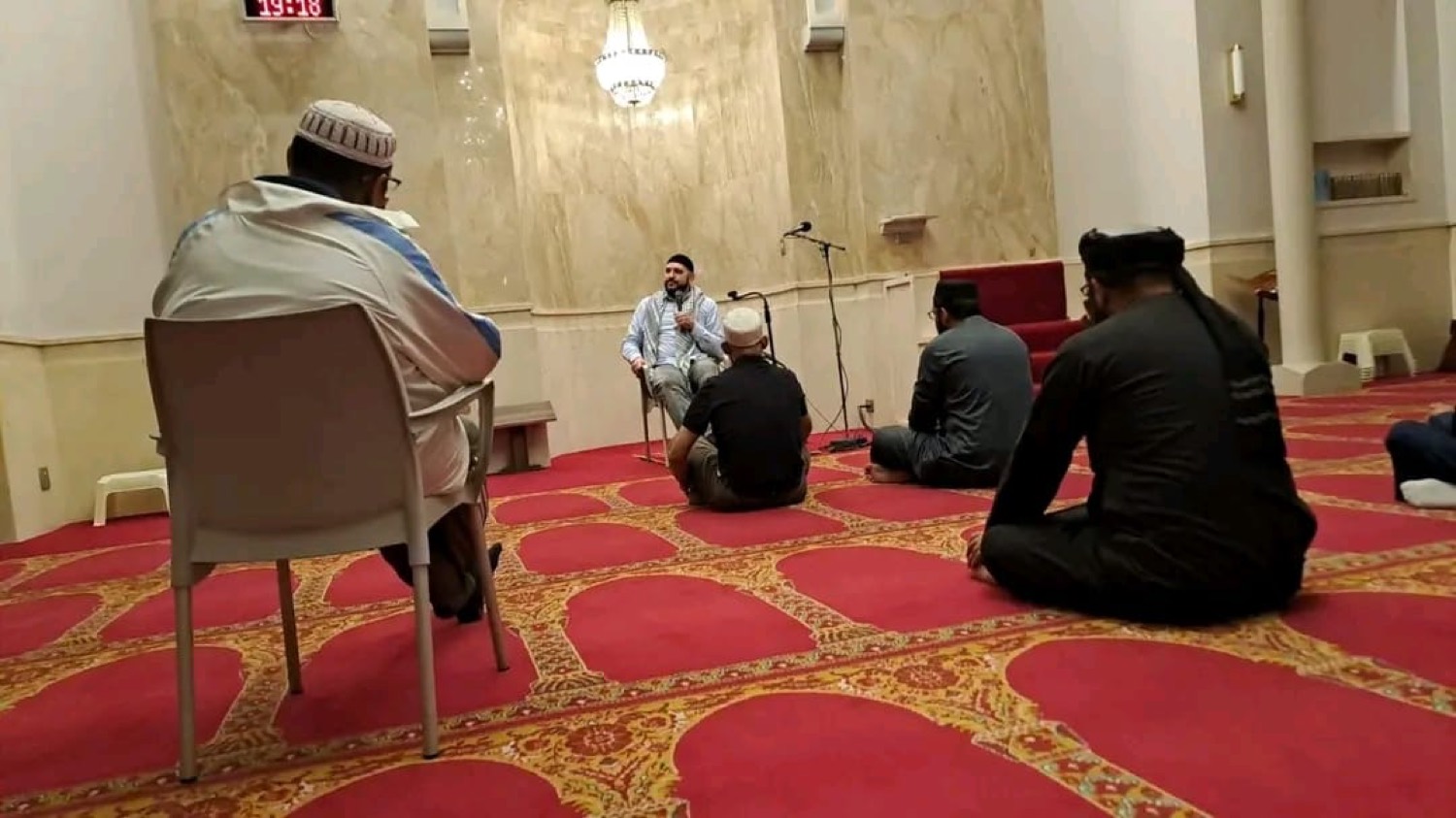 An intimate masjid discussion circle